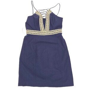 Lilly Pulitzer Trista Shift Dress Womens 6 Navy Blue Spaghetti Straps Sleeveless